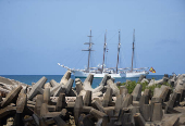 El Juan Sebastián Elcano sale de Santo Domingo con la princesa Leonor rumbo a Nueva York