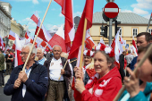 Poland's presidential candidate Nawrocki holds a march, in Warsaw