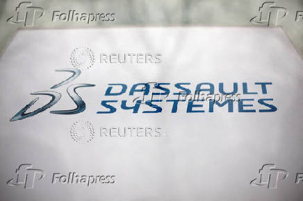 FILE PHOTO: Logo of Dassault Systemes SE is seen on a company building in Paris