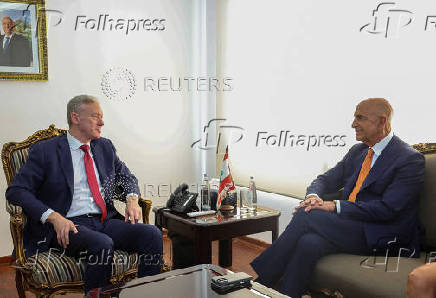 U.S. Ambassador to Turkey and U.S. special envoy for Syria Thomas Barrack meets with Lebanese Foreign Minister Youssef Rajji in Beirut