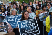 Protest to stop the sale of Oak Flat, land considered sacred by the Apache, to Resolution Copper in Phoenix, Arizona