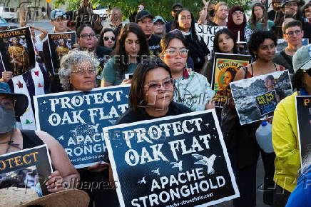 Protest to stop the sale of Oak Flat, land considered sacred by the Apache, to Resolution Copper in Phoenix, Arizona