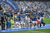 Lech Poznan team celebrate their Polish Extra League championship title