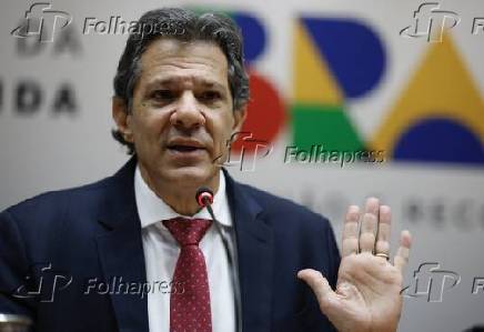 O ministro da Fazenda, Fernando Haddad, durante anúncio