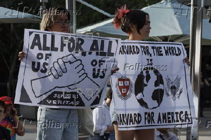 Rally in support of international students at Harvard University
