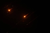 Missiles launched from Iran towards Israel are seen from Tubas