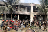 FILE PHOTO: Air force training aircraft crashed into Milestone College campus, in Dhaka