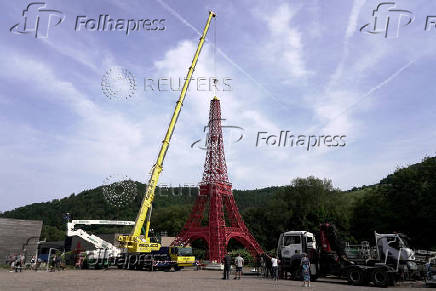 French grandfather assembles 31-meter-high Eiffel Tower replica in Sainte-Croix-aux-Mines