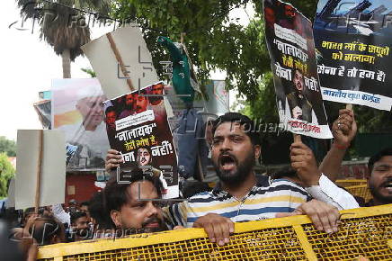 Indian Youth Congress activists stage anti-BJP protest over remarks on Indian military