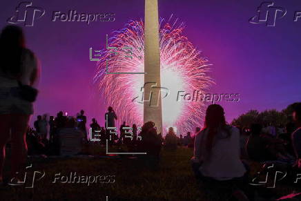 Fireworks illuminate the Washington Monument on Independence Day