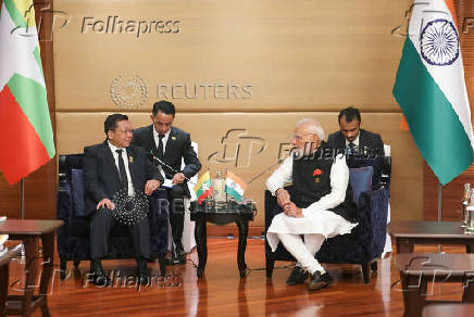 India's Prime Minister Narendra Modi meets Myanmar's junta chief Min Aung Hlaing on the sidelines of the BIMSTEC Summit, in Bangkok