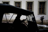 History enthusiasts participate in the 'Convoy of Liberty' in Prague