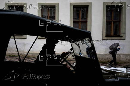 History enthusiasts participate in the 'Convoy of Liberty' in Prague