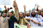 People protest against India in Peshawar