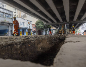 Obras para a construção de floreiras e jardins sob o Minhocão