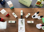 Cannabis-based oils and products are displayed at Biocannat Cooperative, near the northern town of Bab Berred