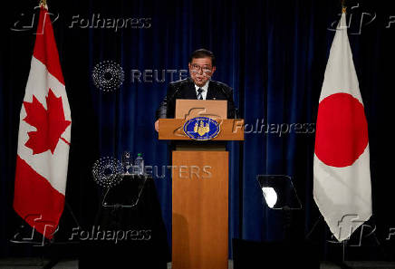 FILE PHOTO: Japanese PM Ishiba holds press conference after G7 Summit, in Calgary