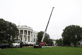 New flagpole is installed on the South Lawn at the White House