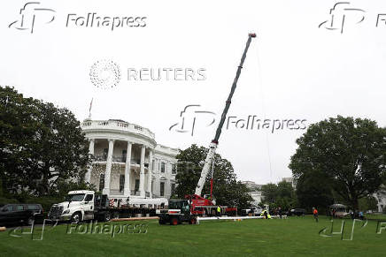 New flagpole is installed on the South Lawn at the White House