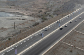 A view shows vehicles driving over rumble strips that play Ludwig van Beethoven's Ninth Symphony on a highway dubbed 'Musical Road', in Fujairah