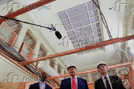 U.S. President Trump tours the Federal Reserve Board building in Washington, D.C.