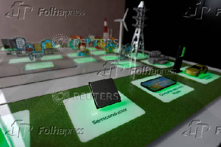 A model of a semiconductor is displayed at the innovation lab inside the premises of Wipro in Bengaluru