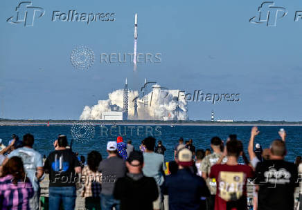 Blue Origin New Glenn rocket carrying two satellites for NASA's EscaPADE mission to orbit Mars launches from Cape Canaveral Space Force Station in Cape Canaveral