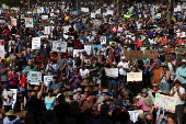 Anti-Trump 'Hands Off!' protest, in Asheville