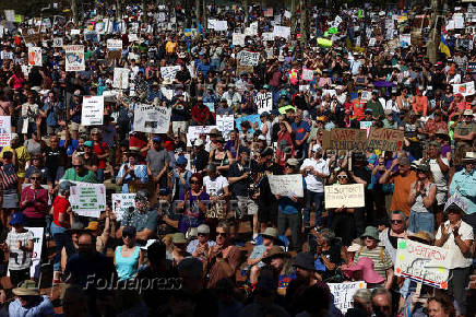 Anti-Trump 'Hands Off!' protest, in Asheville