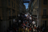 Luis Montenegro, Portugal's Prime Minister and Social Democratic Party leader of AD coalition rallies on the last day of the campaign ahead of the snap elections, in Lisbon