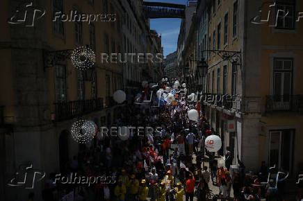 Luis Montenegro, Portugal's Prime Minister and Social Democratic Party leader of AD coalition rallies on the last day of the campaign ahead of the snap elections, in Lisbon