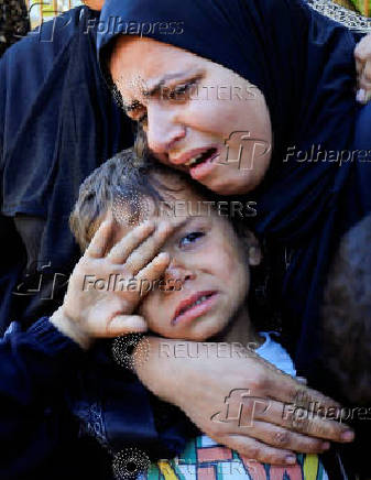 Funeral of Palestinians killed in Israeli strikes, in Khan Younis