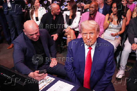 U.S. President Donald Trump attends the UFC-316 mixed martial arts event, in Newark
