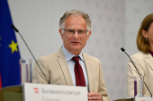 Austria's Finance Minister Markus Marterbauer holds a press conference, in Vienna