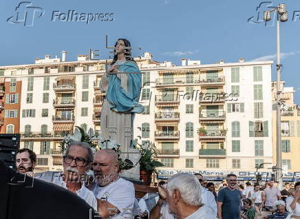 Traditional Feast of the Assumption procession along the port of Nice
