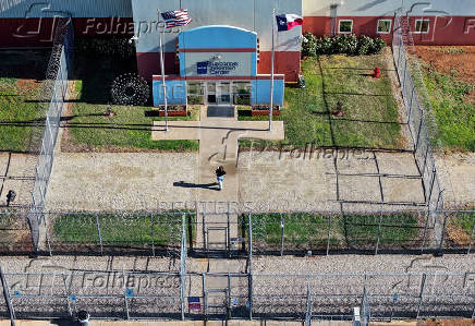 A drone view shows the Bluebonnet Detention Facility in Anson