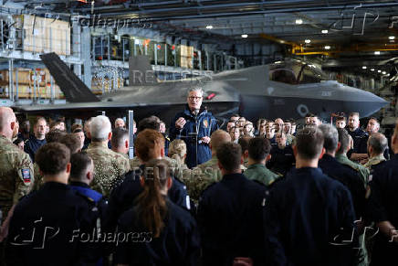 British Prime Minister Keir Starmer visits British aircraft carrier HMS Prince Of Wales