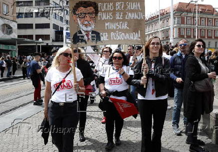 Teachers and education workers rally for reforms in Zagreb, Croatia