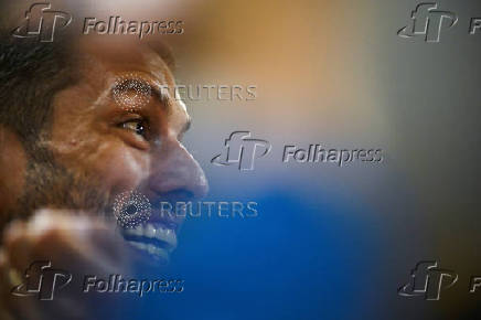Opposition former governor candidate for Miranda State, Requesens, addresses the media, in Caracas