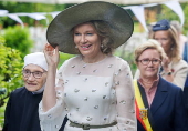 Queen Mathilde of Belgium visits the Beguinage 'Ten Wijngaerde' in Bruges