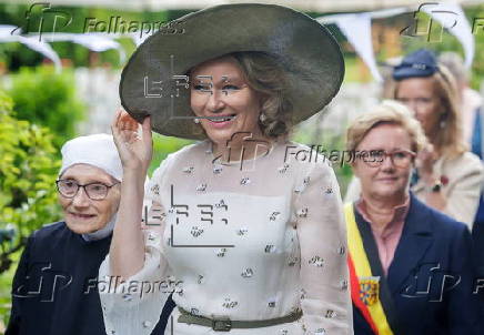 Queen Mathilde of Belgium visits the Beguinage 'Ten Wijngaerde' in Bruges