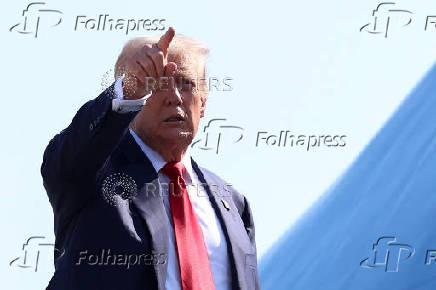 U.S. President Donald Trump departs for Scotland