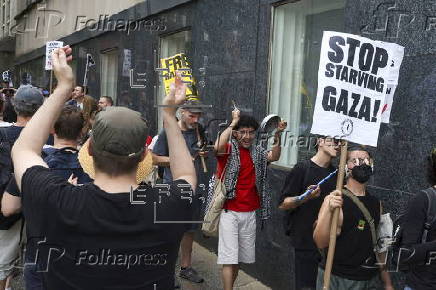 'Stop starving Gaza' protest nearby United Nations headquarters