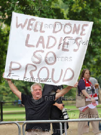 England fan celebrates during England's Homecoming Victory Parade