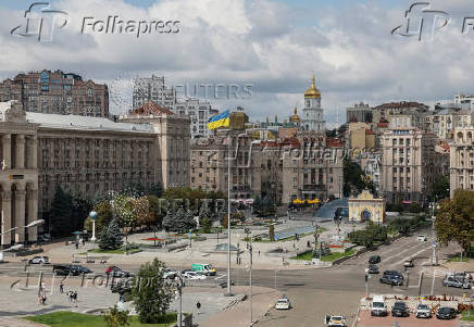 A view shows the Independence Square of Ukrainian capital in central Kyiv