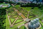 Vista aérea do Jardim Botânico de Curitiba, no Paraná