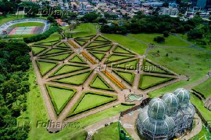 Vista aérea do Jardim Botânico de Curitiba, no Paraná
