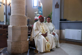 Cardinal Wilton Gregory waits inside the church of Immaculate Conception of Mary in Grottarossa (Immacolata Concezione di Maria a Grottarossa) before a Sunday Mass, in Rome