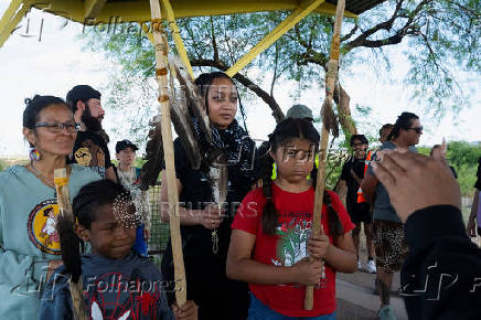 Protest to stop the sale of Oak Flat, land considered sacred by the Apache, to Resolution Copper in Phoenix, Arizona