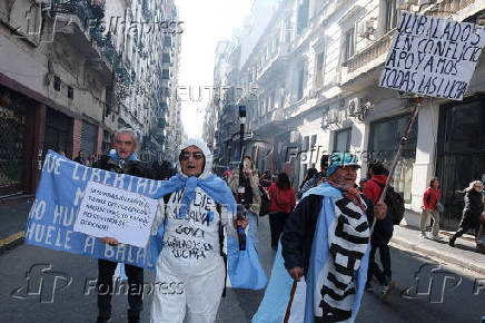 Protest of pensioners against Argentine President Javier Milei's austerity policies, in Buenos Aires